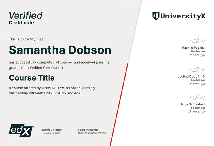 Sample Certificate University X