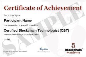 Sample Certified Blockchain Technologist CBT Cert